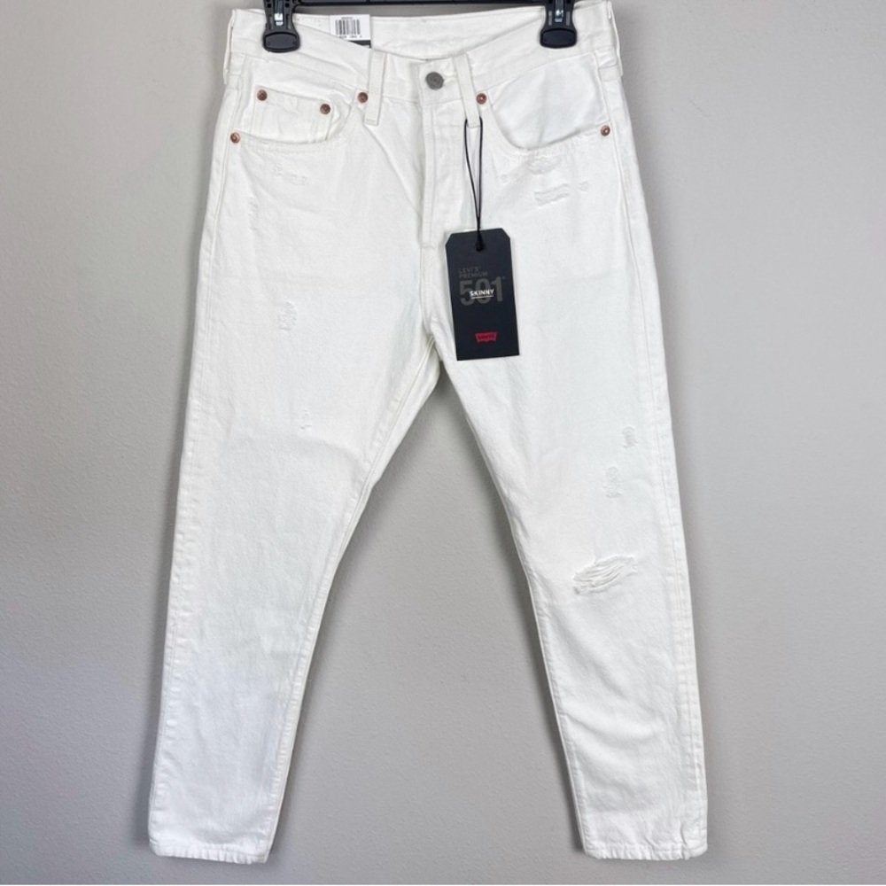 Levi’s Premium 501 Skinny White Distressed 27 28 - Picture 5 of 5